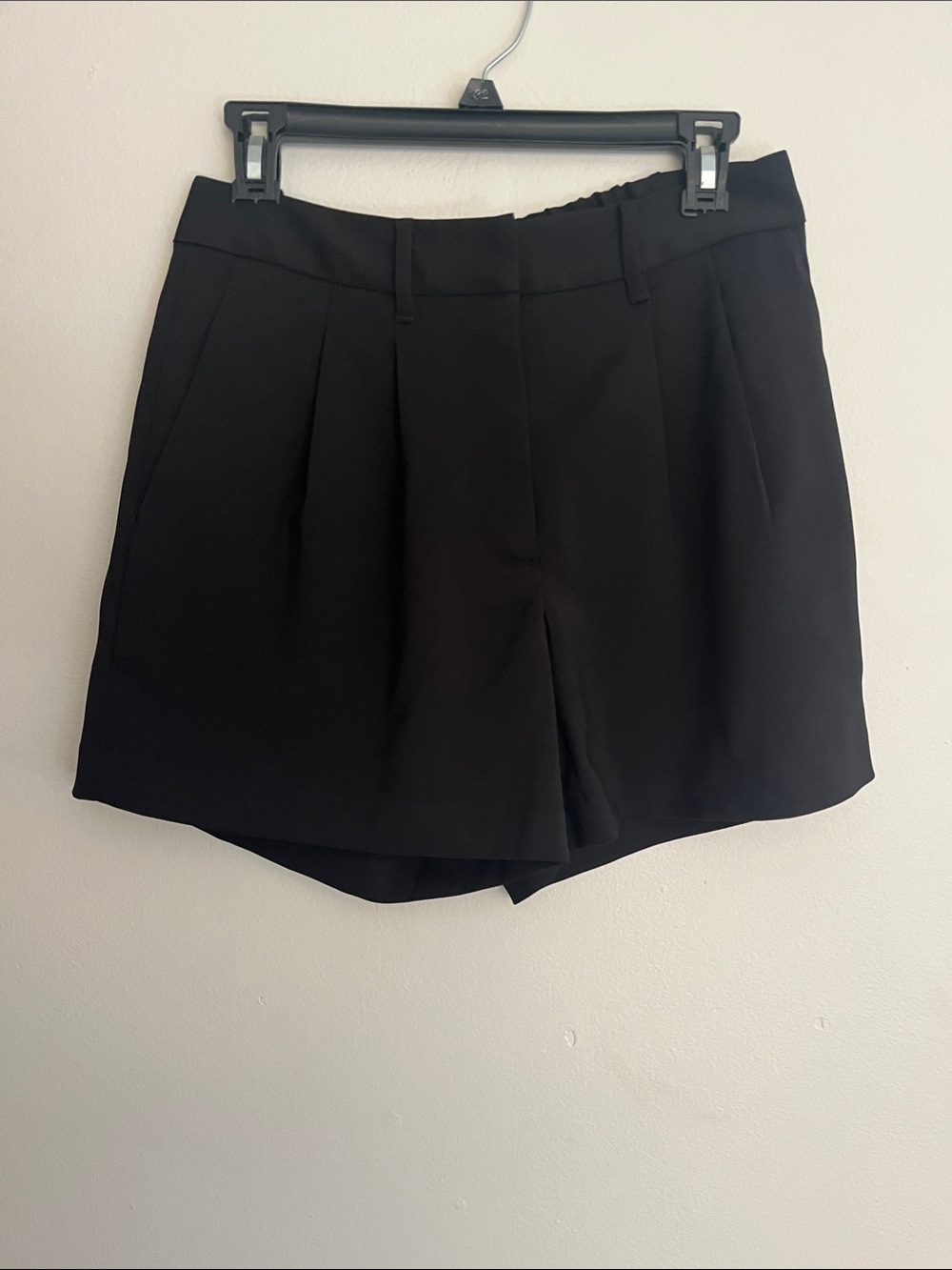 Quince Black High-Waist Pleated Bermuda Shorts
